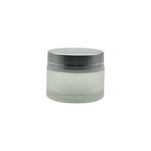 Pomadera frosted Vidrio Tapa plata Linea 50 ml