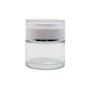 Pomadera Vidrio Tapa blanca con lainer 50 ml