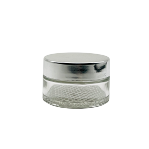 Pomadera Vidrio Estriada Tapa plata 30 ml