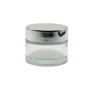 Pomadera Vidrio Estriada Tapa plata 50 ml
