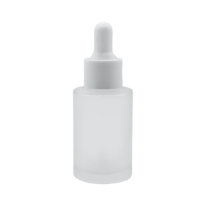 Gotero Cilíndrico Vidrio Mate 30 ml con bulbo blanco