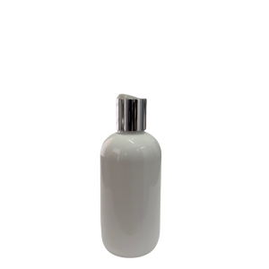 Botella Berlin PET Blanca 250 ml Tapa Disc Top Blanca Casquillo Plateado