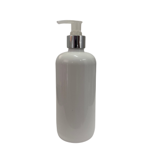 Botella Berlin PET Blanca 500 ml Dosificador Blanco Casquillo Plateado