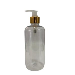 Botella Berlin PET Cristal 500 ml Dosificador Blanco Casquillo Dorado