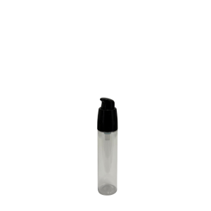 Botella Cilíndrica PET Cristal 30 ml Dosificador cosmético Negro