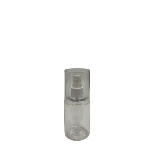 Botella Tubo Cosmética PET Cristal 100 ml Atomizador de botón Blanco con Sobretapa