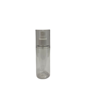 Botella Tubo Cosmética PET Cristal 150 ml Atomizador de botón Blanco con Sobretapa