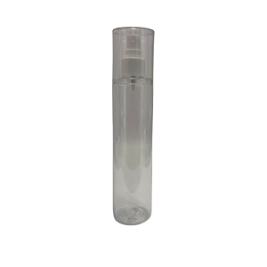 Botella Tubo Cosmética PET Cristal 250 ml Atomizador de botón Blanco con Sobretapa