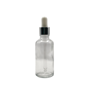 Gotero Vidrio Cristal 30 ml Bulbo Blanco Casquillo Plateado