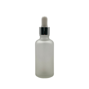 Gotero Vidrio Mate 30 ml Bulbo Blanco Casquillo Plateado