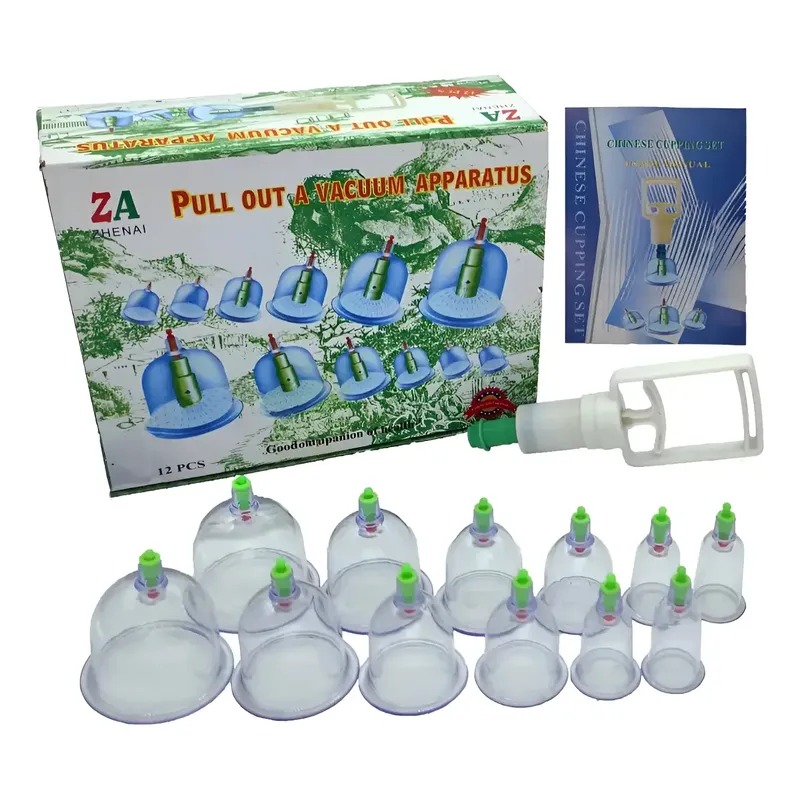 Kit de 12 Ventosas Terapéuticas Neumáticas para Desintoxicación y Masaje Corporal