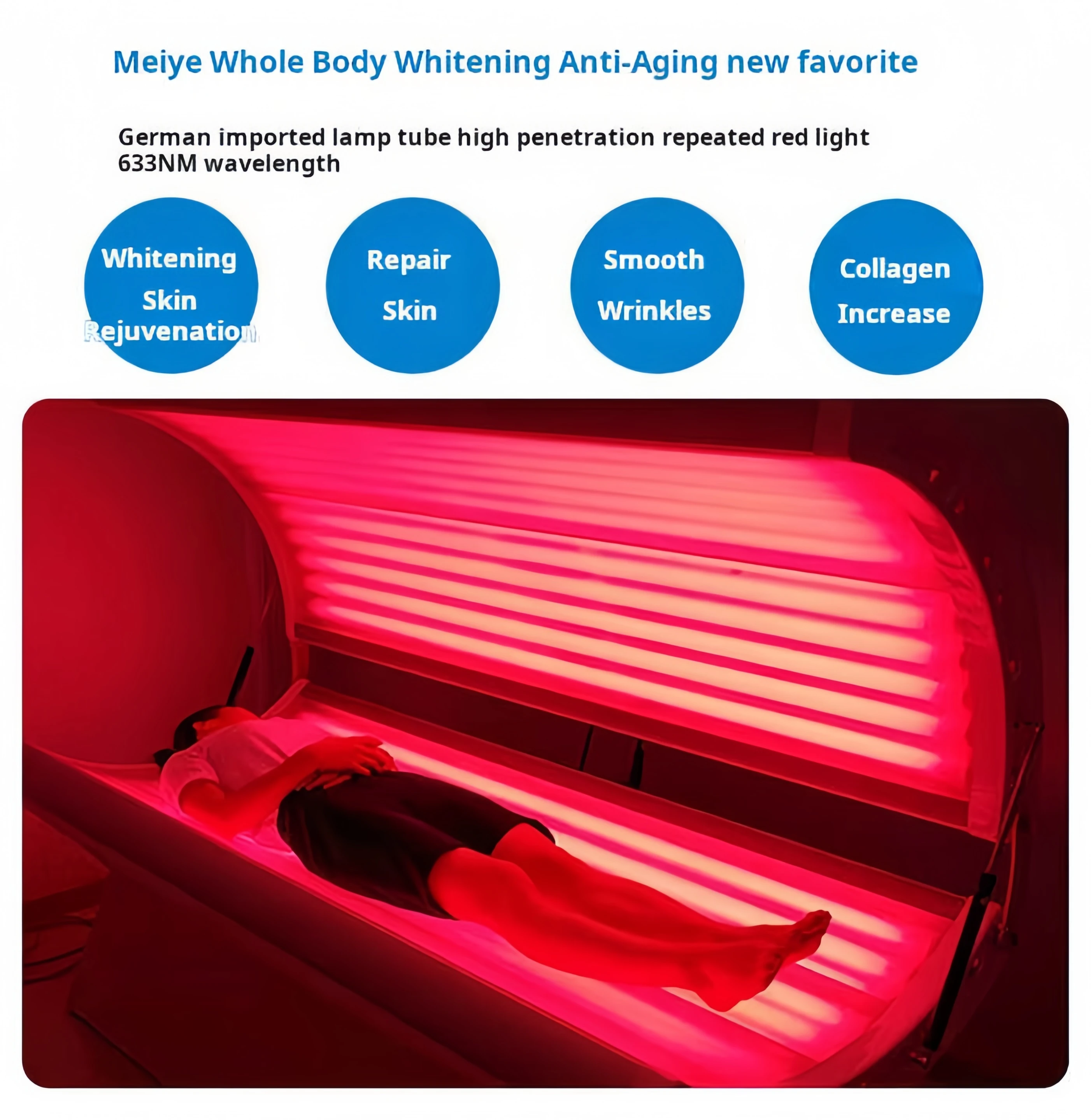Cápsula de Terapia de Luz Roja para Salón de Belleza, Depiladora de Cuerpo Completo, Reafirmación de la Piel, Cama de Terapia de Luz Roja Infrarroja LED - Imagen 5