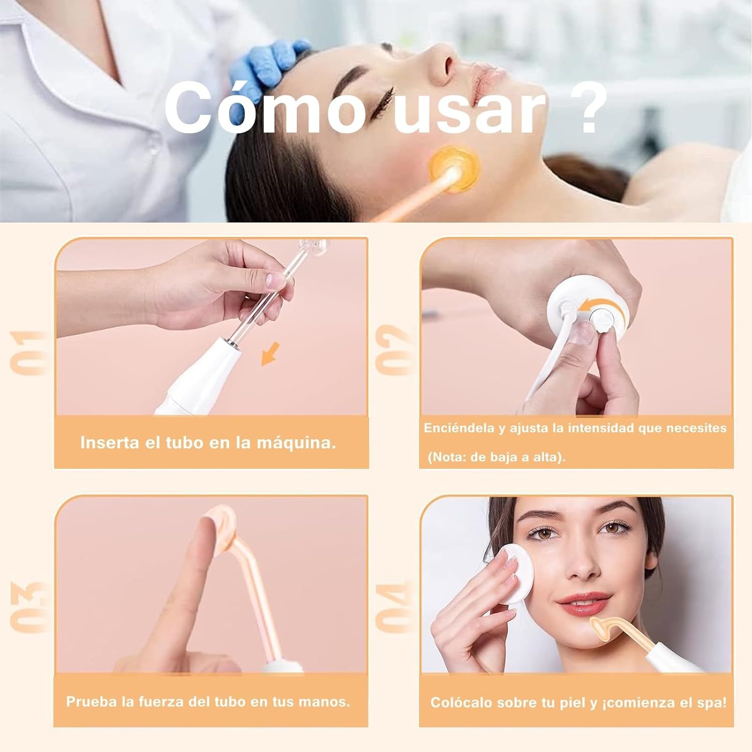 Alta Frecuencia Facial Profesional | Equipo con 4 Electrodos para Spa - Imagen 5