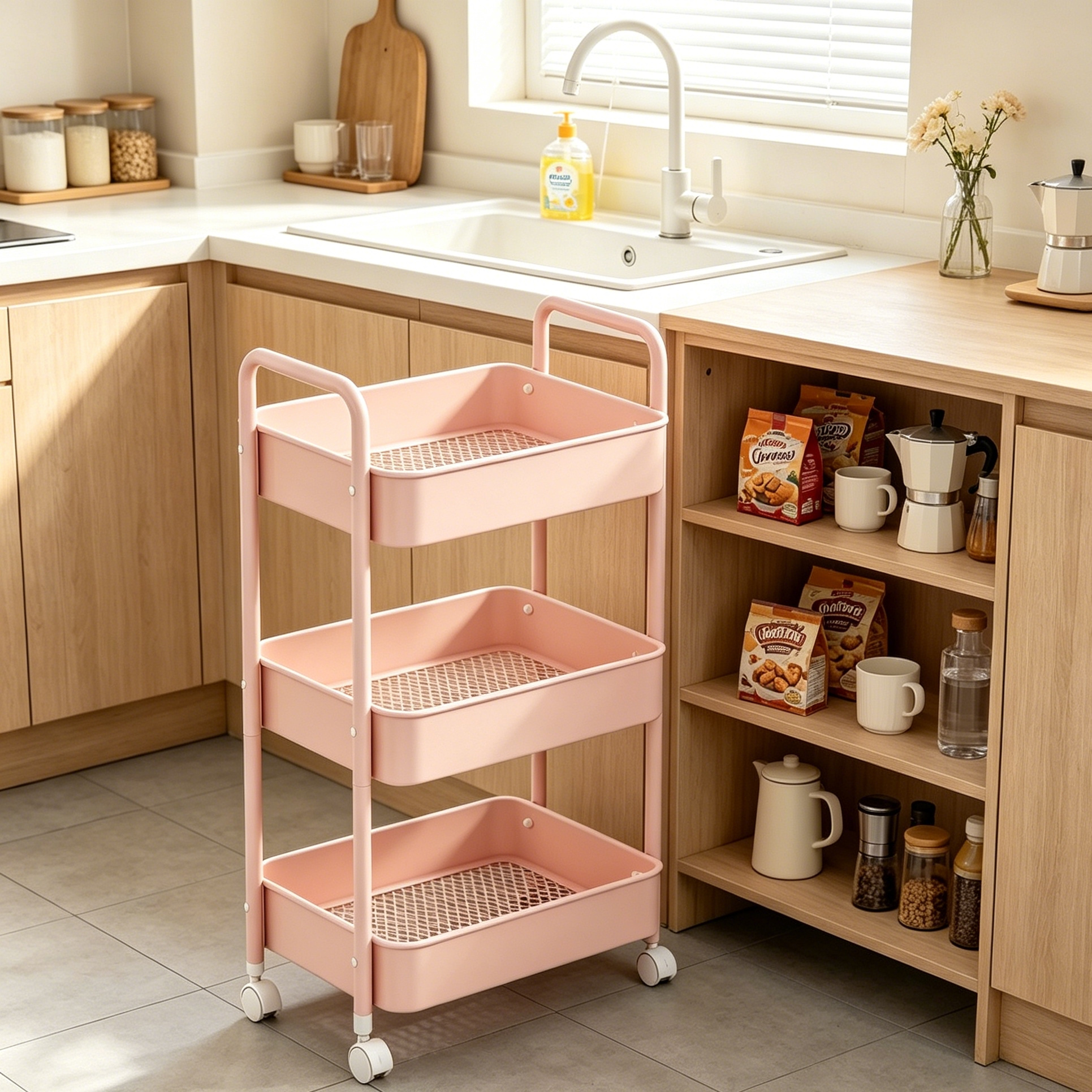 Carrito Organizador de 3 Niveles con Ruedas | Estante Auxiliar para Spa y Salón - Imagen 11