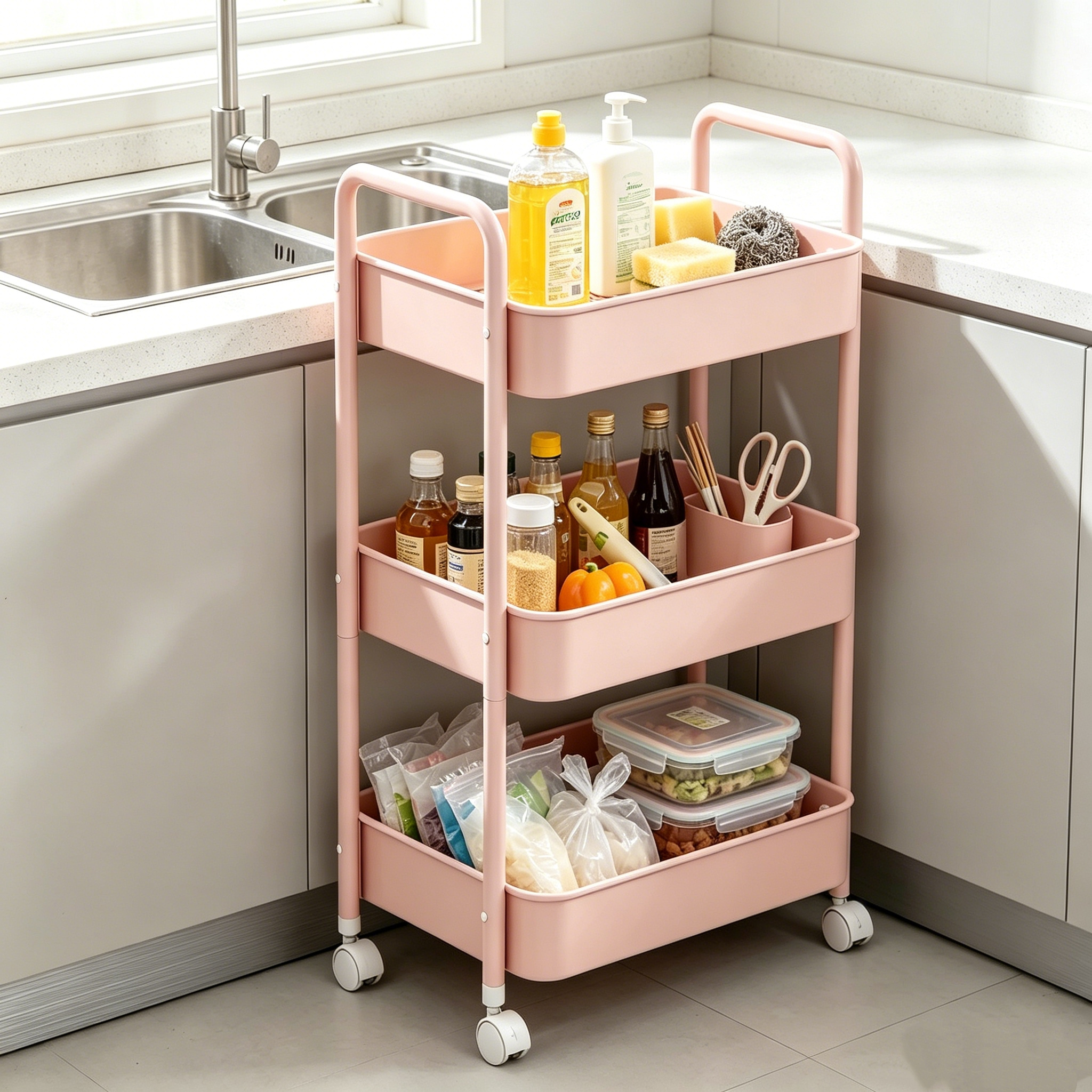 Carrito Organizador de 3 Niveles con Ruedas | Estante Auxiliar para Spa y Salón - Imagen 9