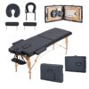 Cama Profesional para Tatuajes Plegable con Estuche y Altura Ajustable, Cama para SPA, Cama para Masajes Profesionales, Camilla Portátil para Fisioterapia y Quiropraxia - Negro
