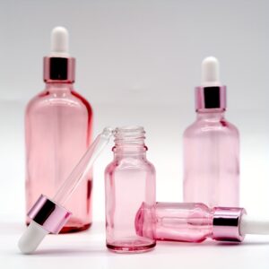 Botellas de vidrio rosa con gotero(5 ml a 100 ml)