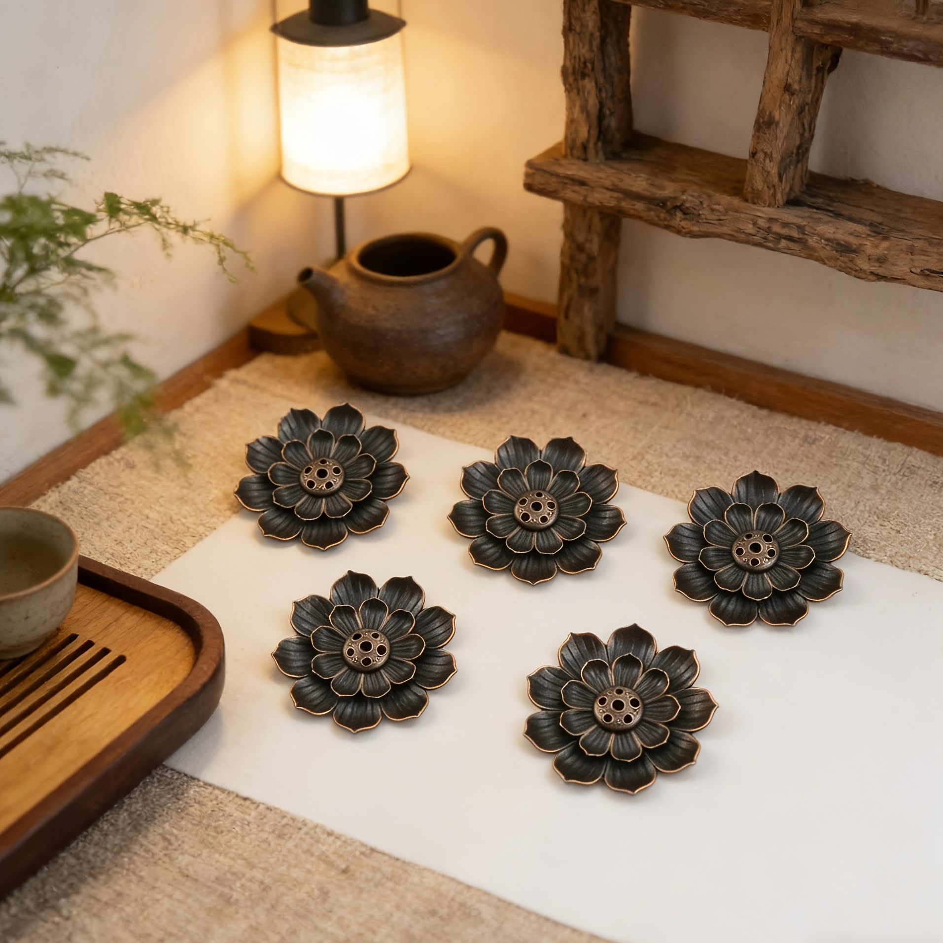 Porta Incienso de Loto de Dos Niveles | Decoración Zen para Spa y Meditación - Imagen 8