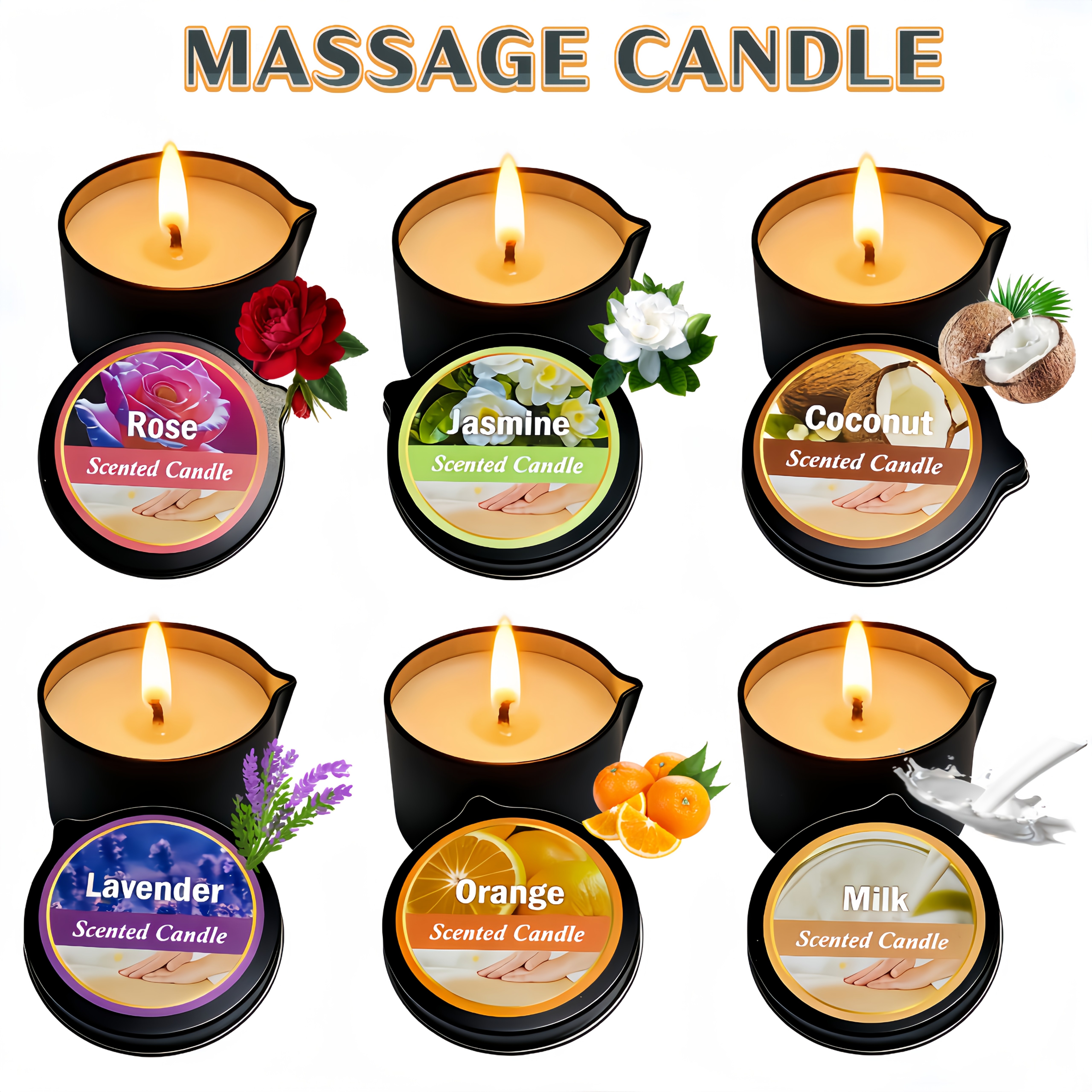 Vela para Masaje con Aceites Esenciales | Cera de Soya para Spa y Aromaterapia