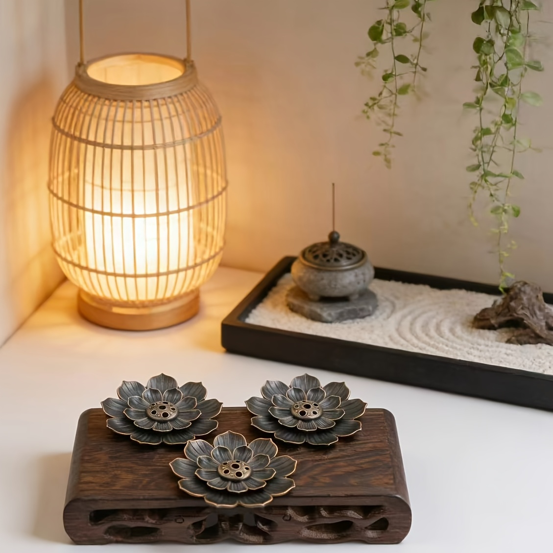 Porta Incienso de Loto de Dos Niveles | Decoración Zen para Spa y Meditación - Imagen 4