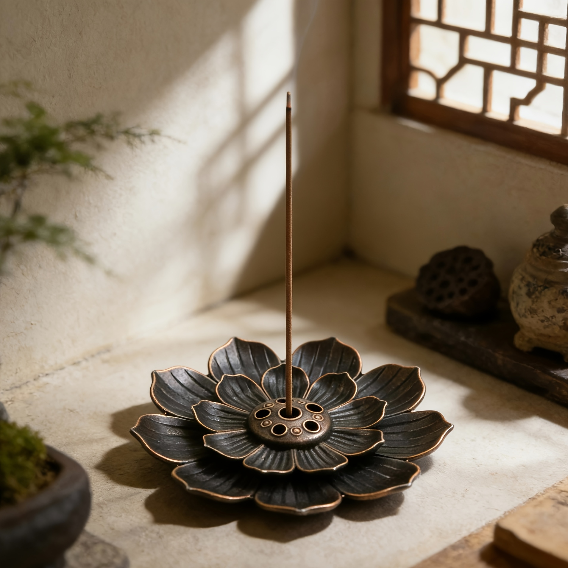 Porta Incienso de Loto de Dos Niveles | Decoración Zen para Spa y Meditación