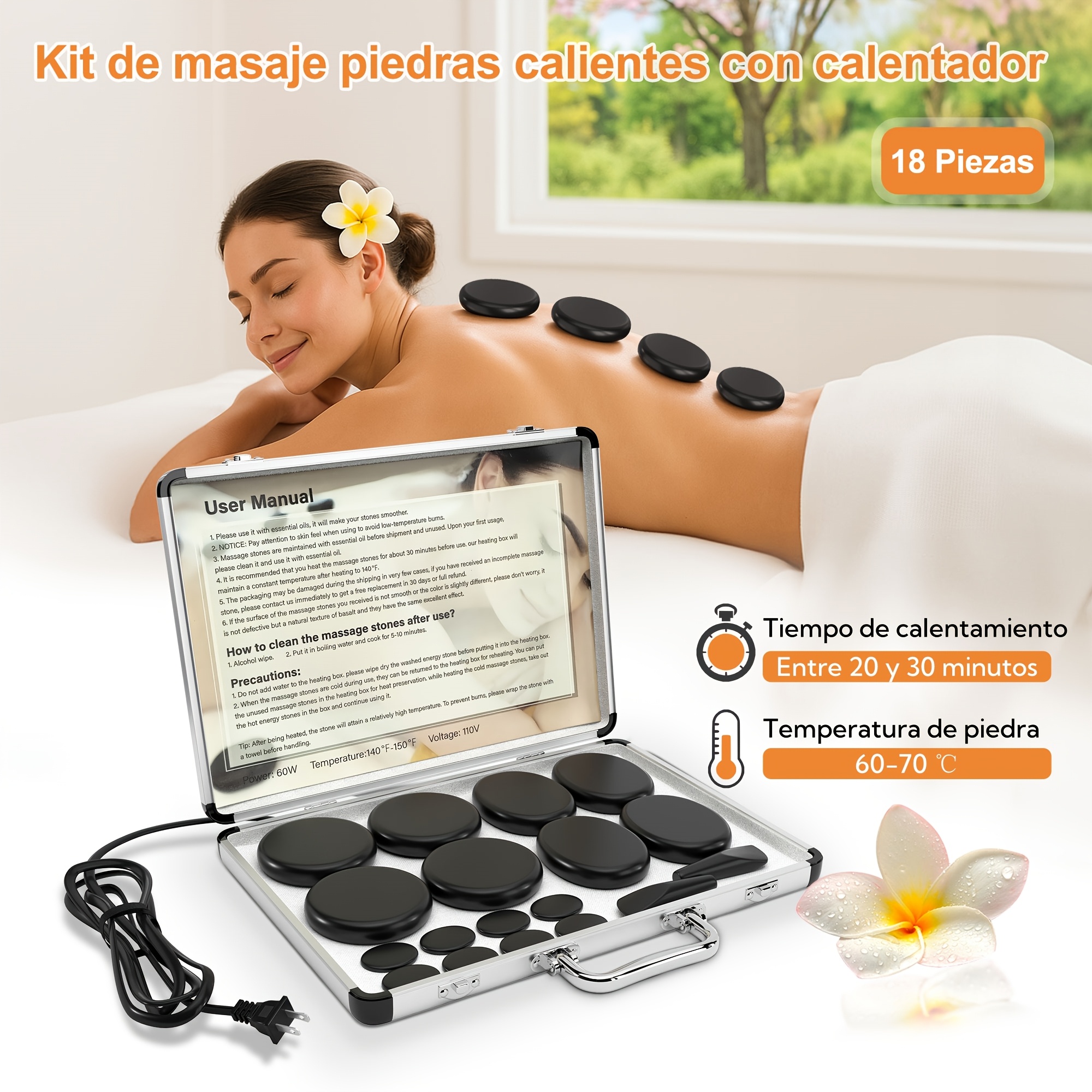 Juego de 18 Piedras para Masaje: Beneficios para Spas y Terapeutas
