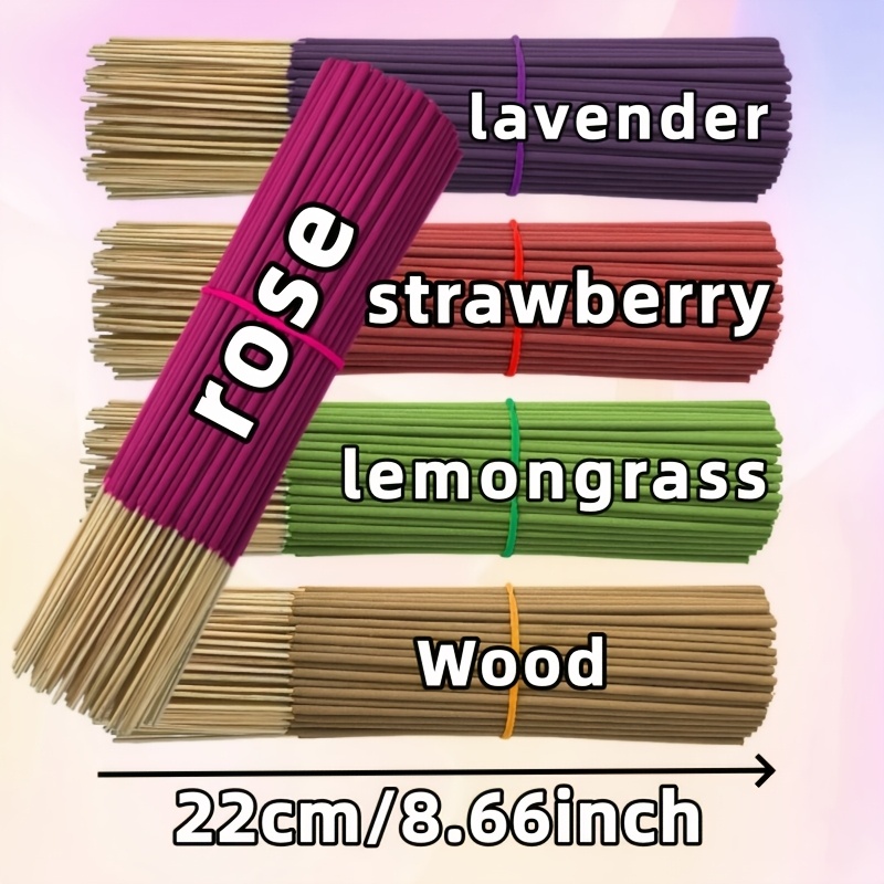 Colección de 5 tipos de aproximadamente 130 varillas de incienso premium - Con lavanda, madera, hierba limón, fresa y rosa. I - Imagen 3