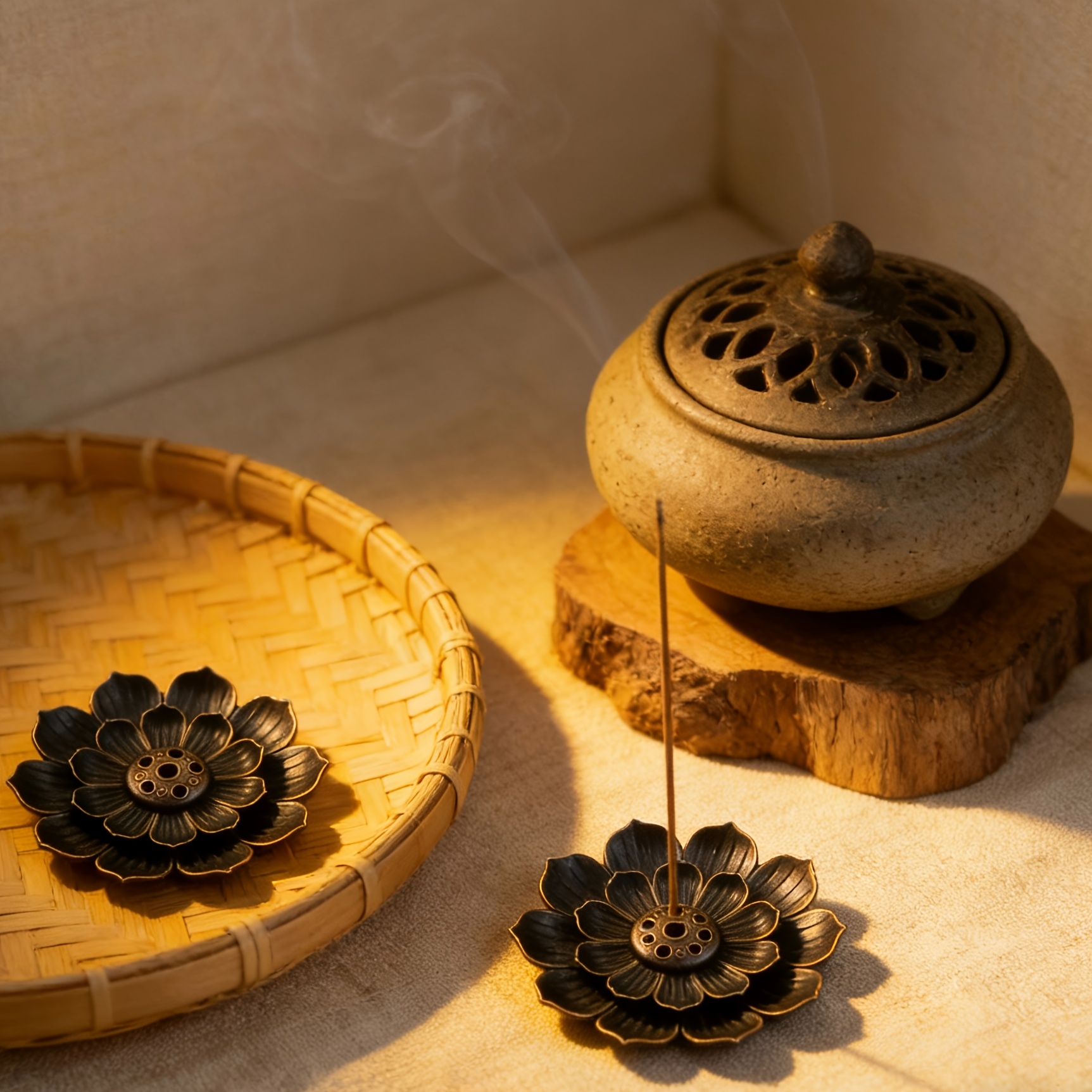 Porta Incienso de Loto de Dos Niveles | Decoración Zen para Spa y Meditación - Imagen 3
