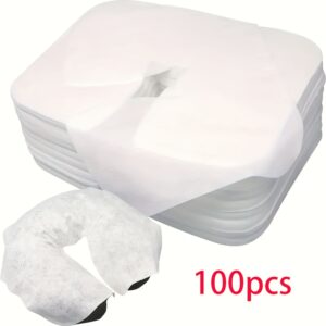 100 piezas de fundas suaves desechables no tejidas para reposacabezas, aptas para camas y sillas de masaje, diseño de ajuste ceñido - Toalla de mesa de masaje para salón de belleza