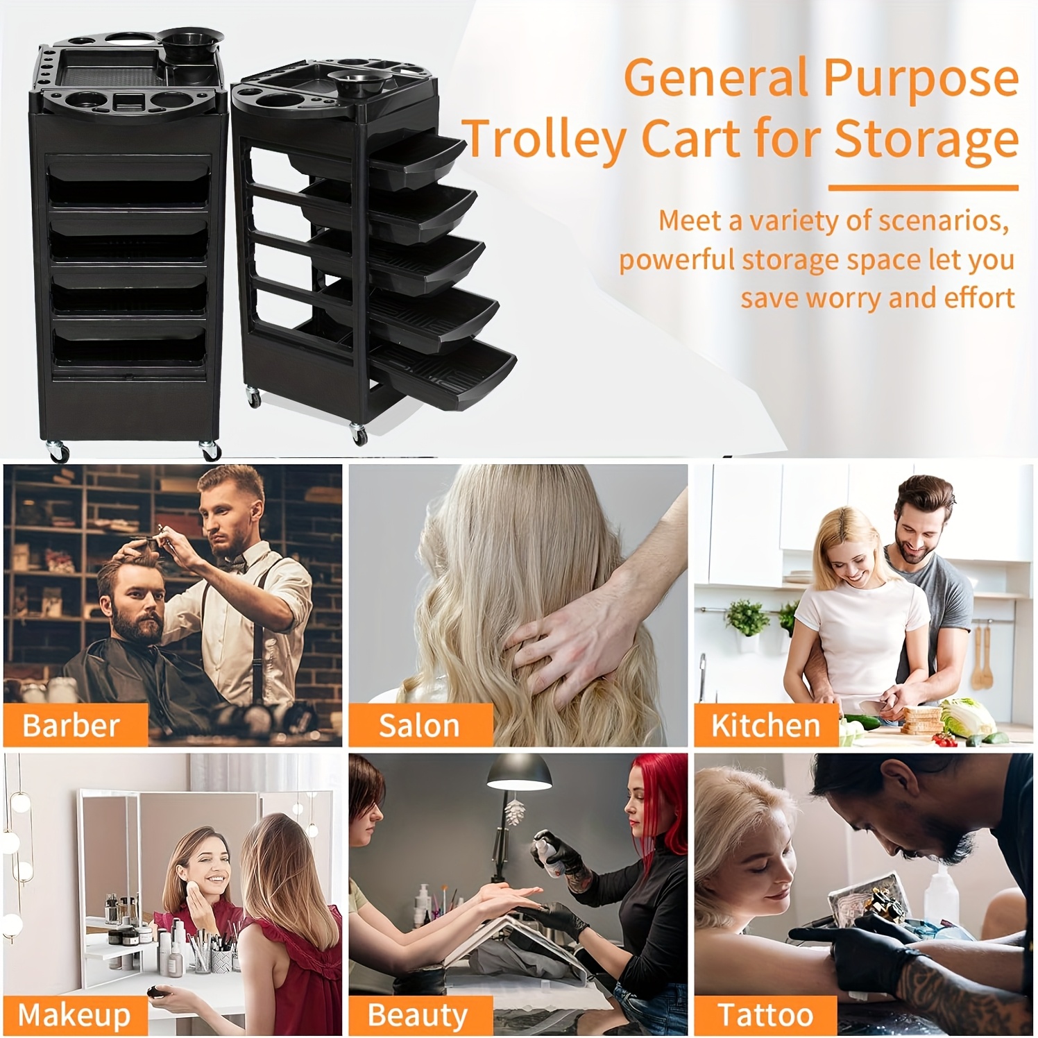 Carrito Organizador para Salón de Belleza | Carrito con 5 Bandejas y Ruedas - Imagen 10