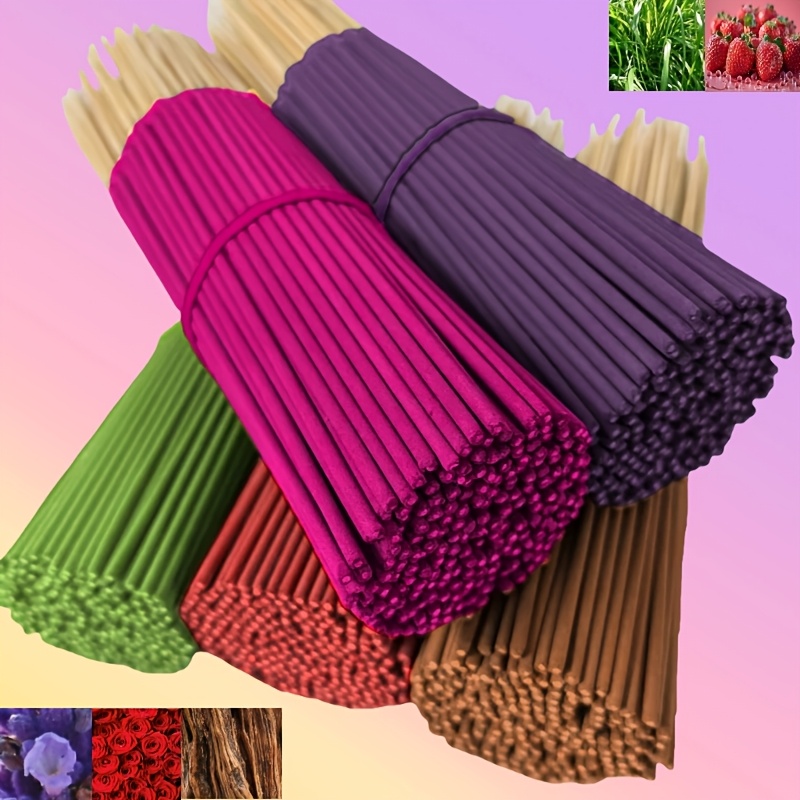 Colección de 5 tipos de aproximadamente 130 varillas de incienso premium - Con lavanda, madera, hierba limón, fresa y rosa. I - Imagen 4