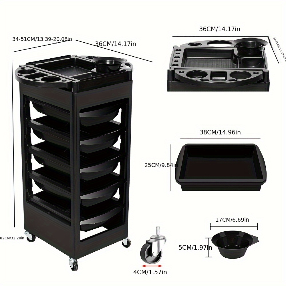 Carrito Organizador para Salón de Belleza | Carrito con 5 Bandejas y Ruedas - Imagen 5